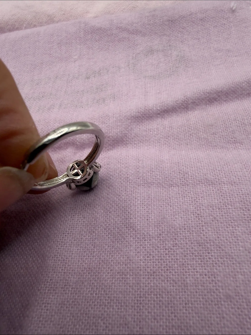 Sterling Silver Snowflake obsidian Adjustable Ring